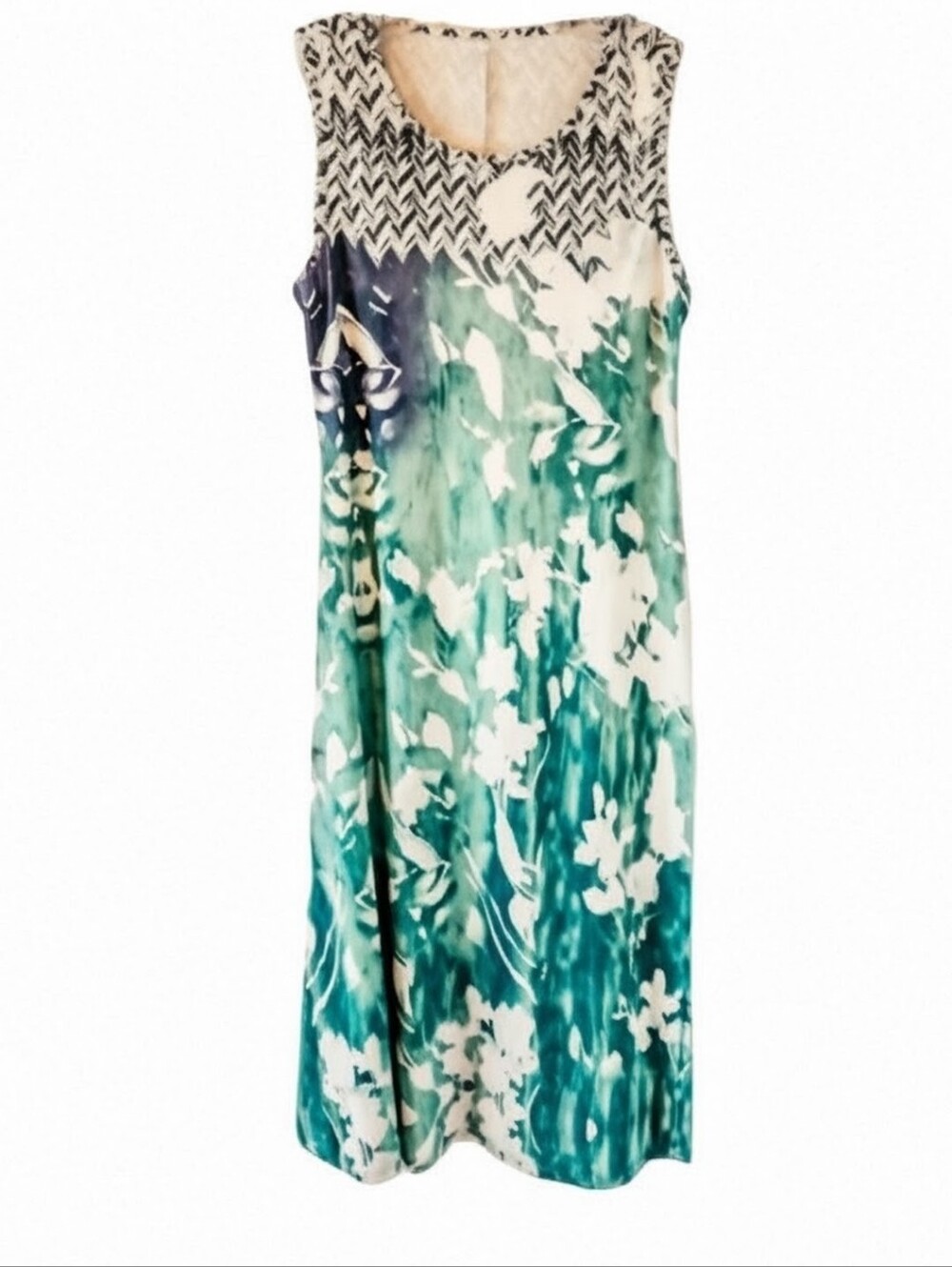 SUMMER SALE! Garden Midi Floral Green & White Dress